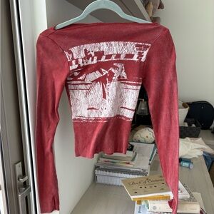 Red Graphic Long Sleeve Top